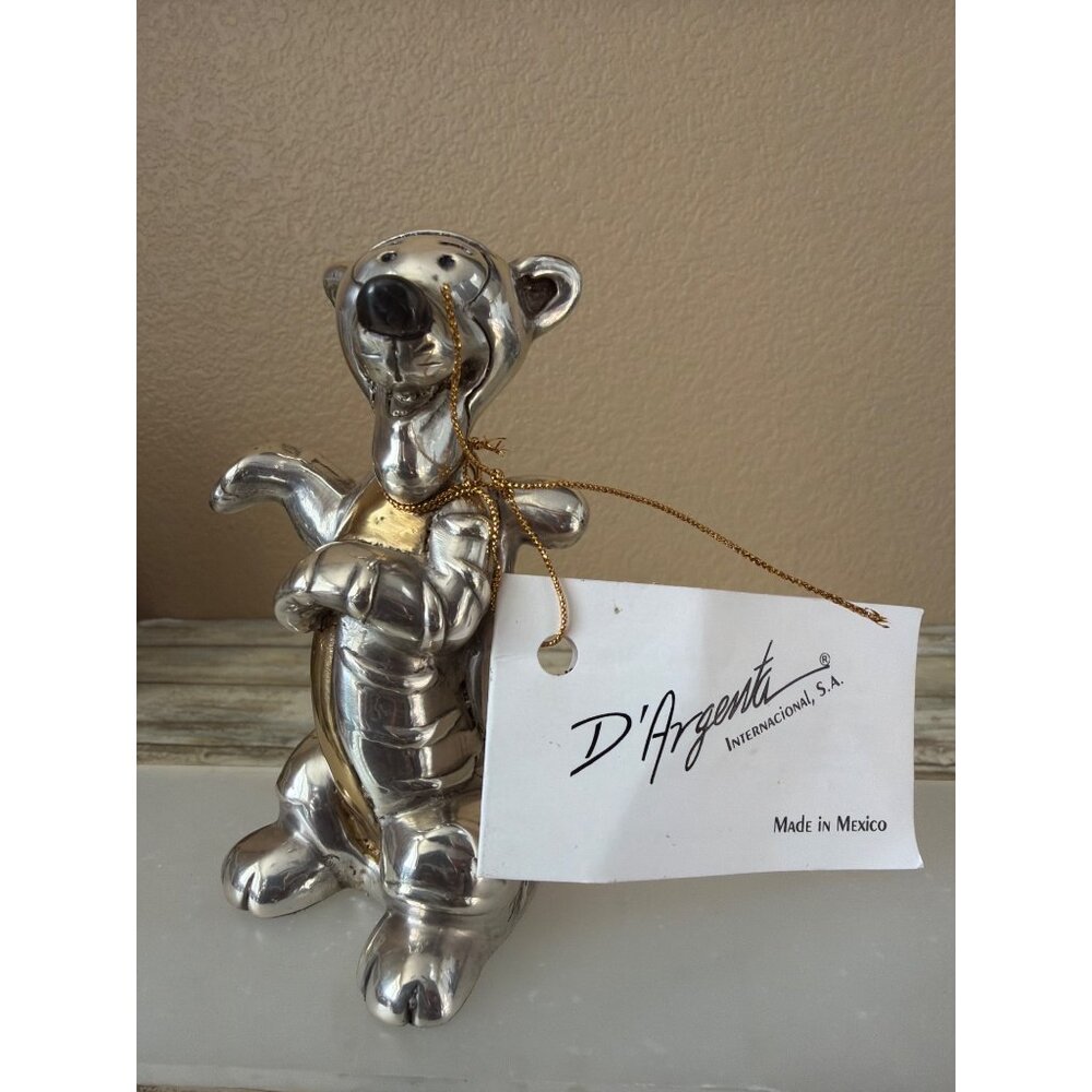 D'Argenta Mexico Disney Silver Tone Tigger Winnie the Pooh Figurine w/Tag 1980s